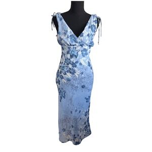 Vintage Ruby Rox Womens Y2K Babydoll Fairy Floral Midi Dress Size S Blue Bias